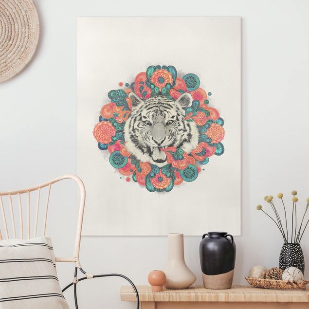 Artystyczne obrazy Ilustracja tygrysa Rysunek mandala paisley