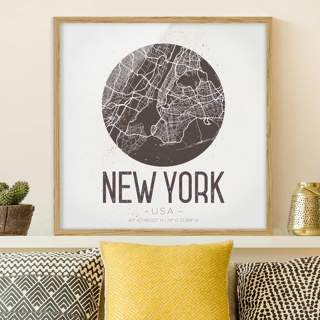 Dekoracja do kuchni Mapa miasta Nowy Jork - Retro