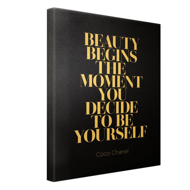 Złoty obraz na płótnie - Be yourself Coco Chanel Black