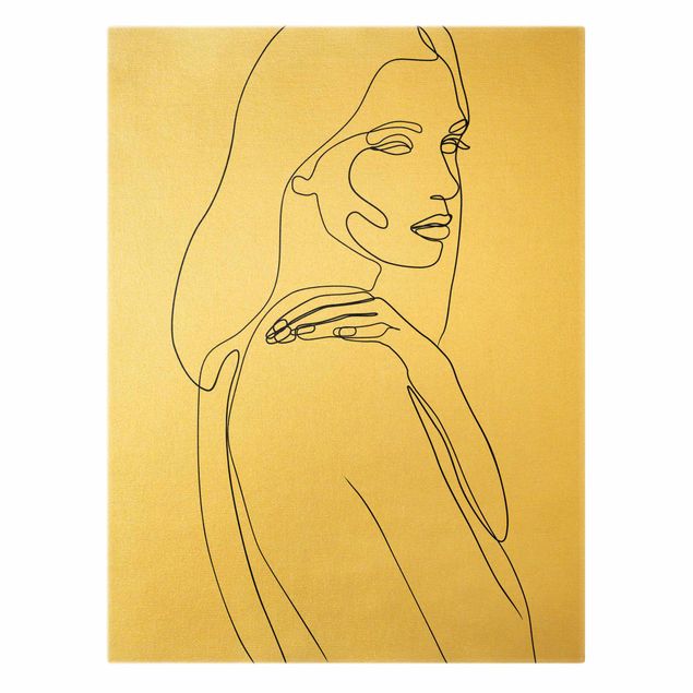 Obrazy portret Line Art Woman Shoulder czarno-biały