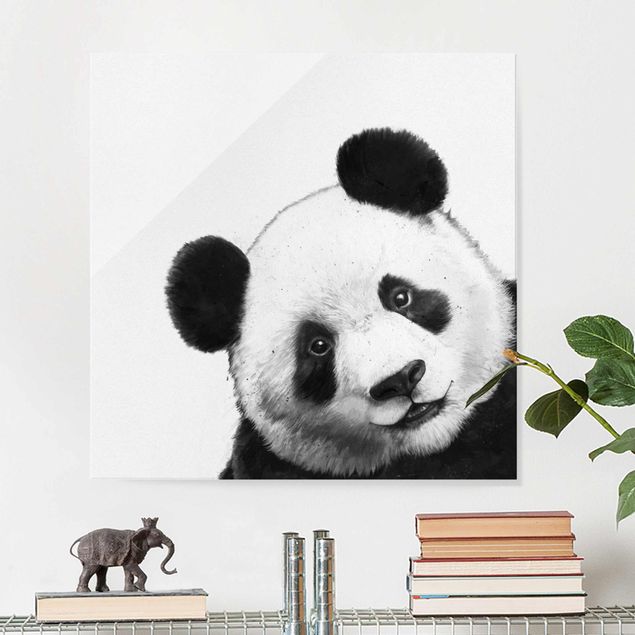 Zwierzęta obrazy Ilustracja Panda Czarno Biała Malarstwo