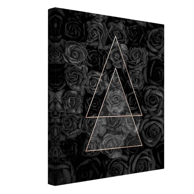Obrazy nowoczesne Czarne róże ze złotymi trójkątami