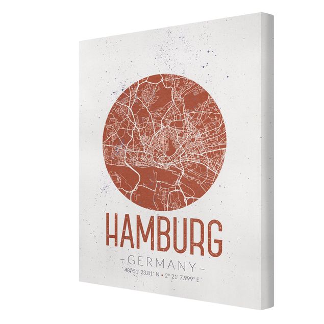 Czarno białe obrazki Mapa miasta Hamburg - Retro