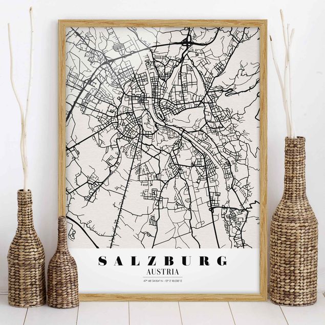 Obrazy w ramie do korytarzu City Map Salzburg - Klasyczna