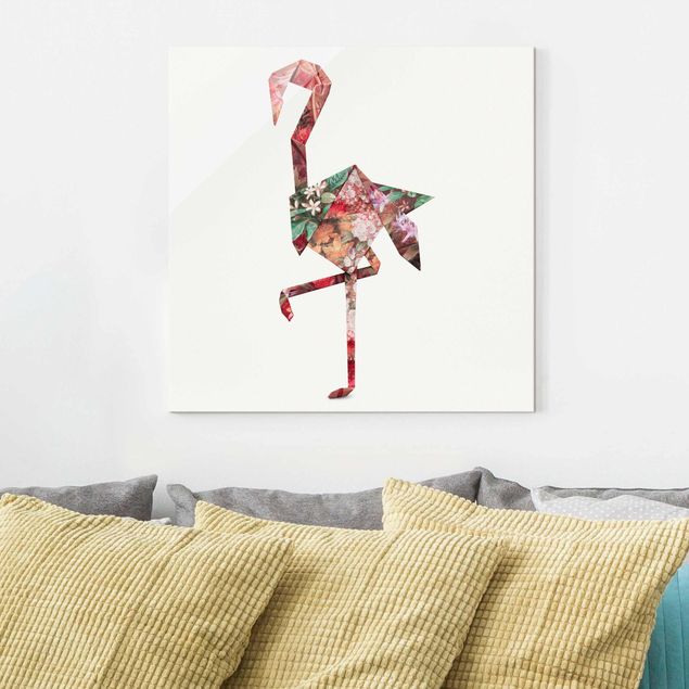 Dekoracja do kuchni Origami Flamingo