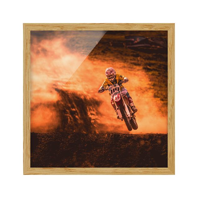 Obraz pomarańczowy Motocross w kurzu