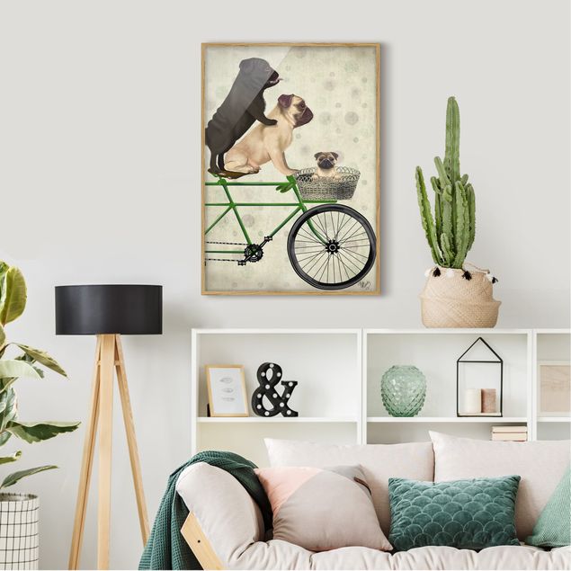 Obrazy w ramie do łazienki Wycieczka rowerowa - Pugs on Bikes