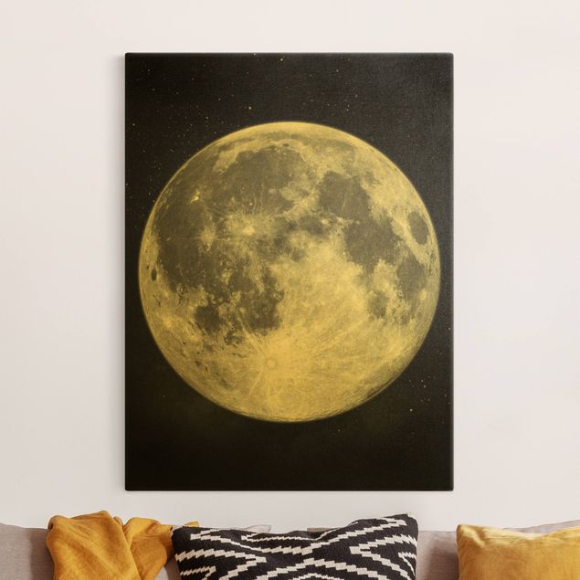 Obrazy nowoczesny Pełnia księżyca na rozgwieżdżonym niebie czarno-biały