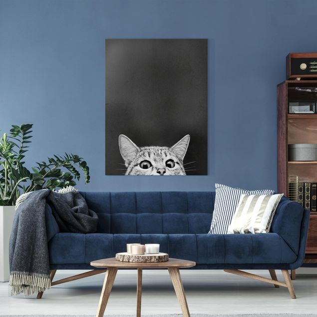 Dekoracja do kuchni Ilustracja kot czarno-biały rysunek