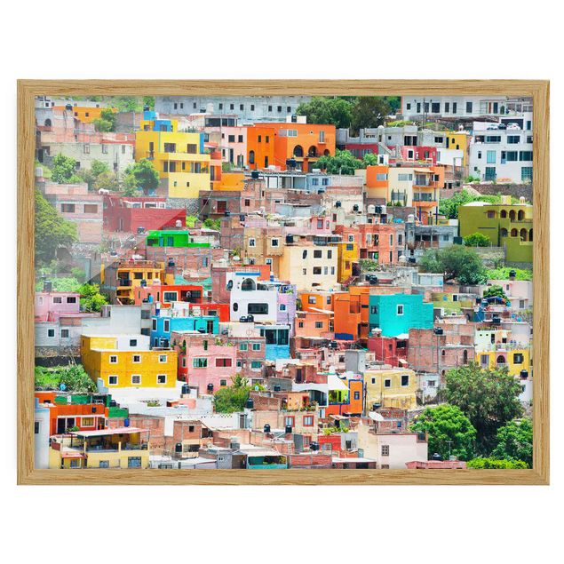 Obrazy w ramie do łazienki Kolorowy dom z przodu Guanajuato