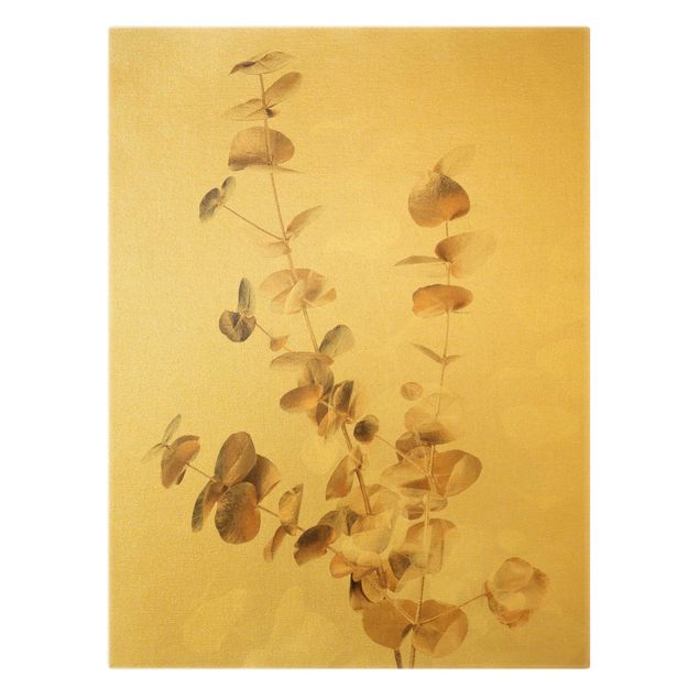 Obrazy na ścianę Złote gałązki eukaliptusa z białymi liśćmi