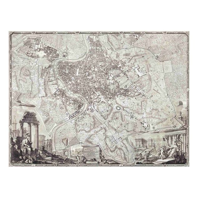 Obrazy na szkle mapy Mapa miasta w stylu vintage Rzymu