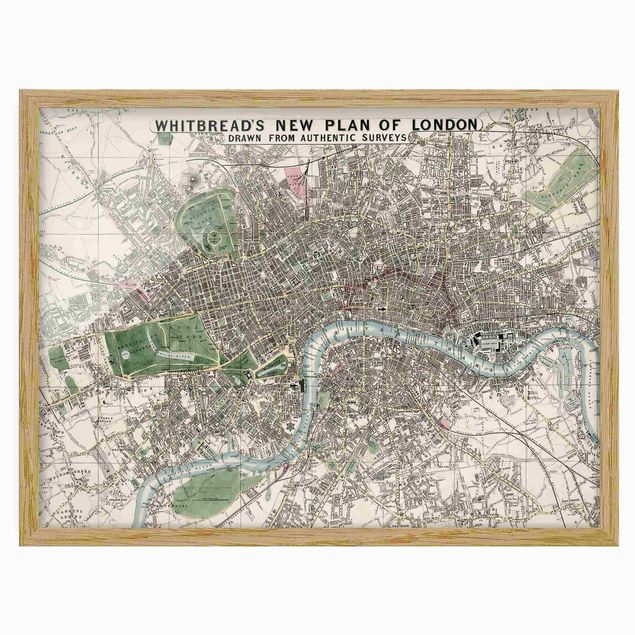 Obrazy w ramie do łazienki Mapa miasta w stylu vintage Londyn