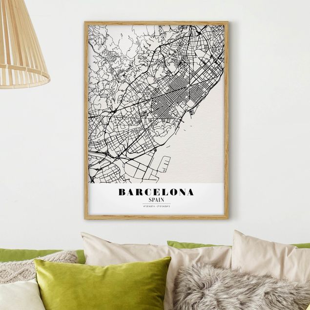 Obrazy w ramie do korytarzu City Map Barcelona - Klasyczna
