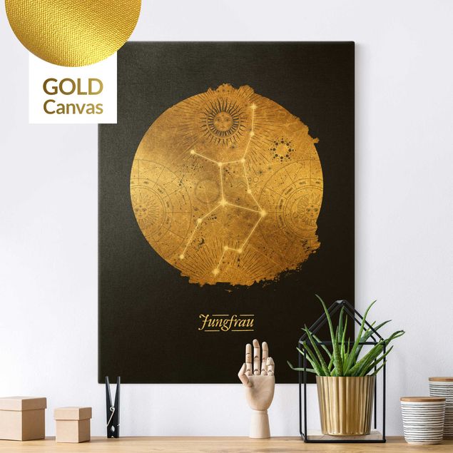Obrazy nowoczesne Znak zodiaku Virgo Szare złoto