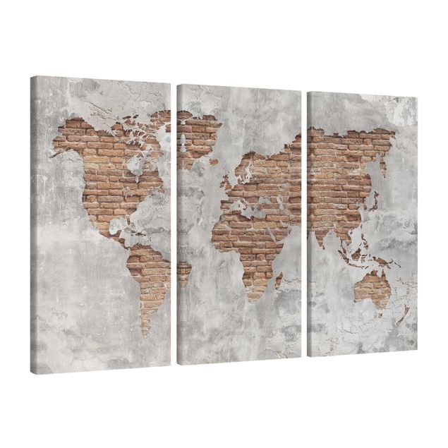Obrazy nowoczesne Mapa świata Shabby Concrete Brick