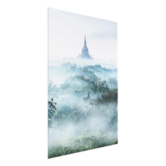Obrazy na szkle portret Poranna mgła nad dżunglą Bagan