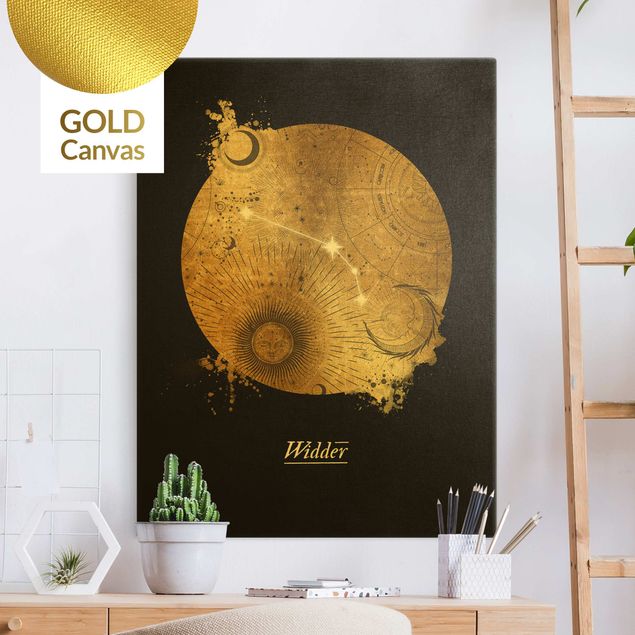 Obrazy nowoczesny Znak zodiaku Barana Szare złoto