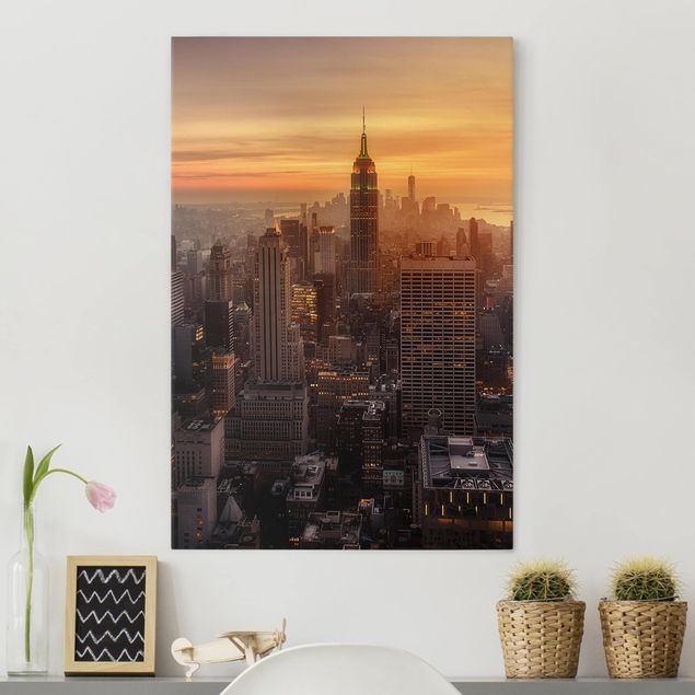 Obrazy na płótnie Ameryka Manhattan Skyline Wieczorny nastrój