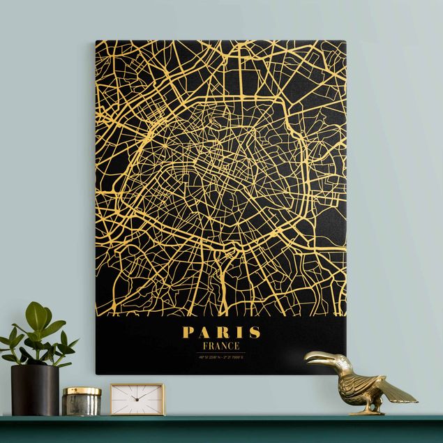 Obrazy powiedzenia Mapa miasta Paris - Klasyczna Black
