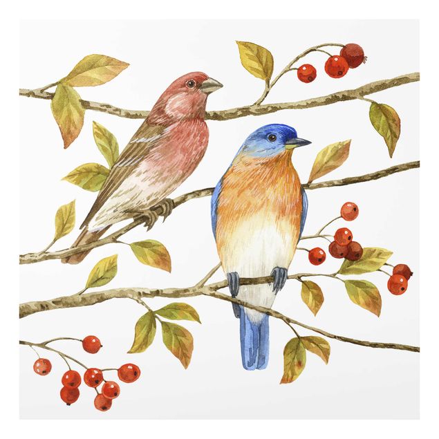 Obrazy nowoczesne Ptaki i jagody - Ptaki niebieskie