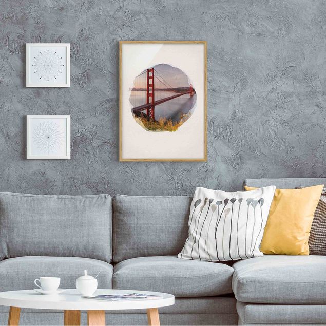 Obrazy w ramie do korytarzu Akwarele - Most Złotoen Gate w San Francisco