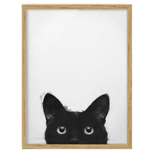 Obrazy koty Ilustracja czarnego kota na białym obrazie