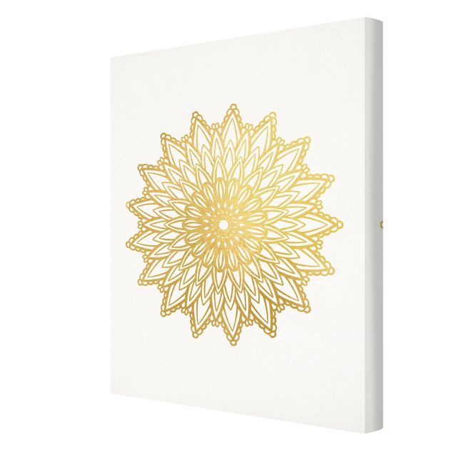 Obrazy na ścianę Mandala Sun Illustration białe złoto