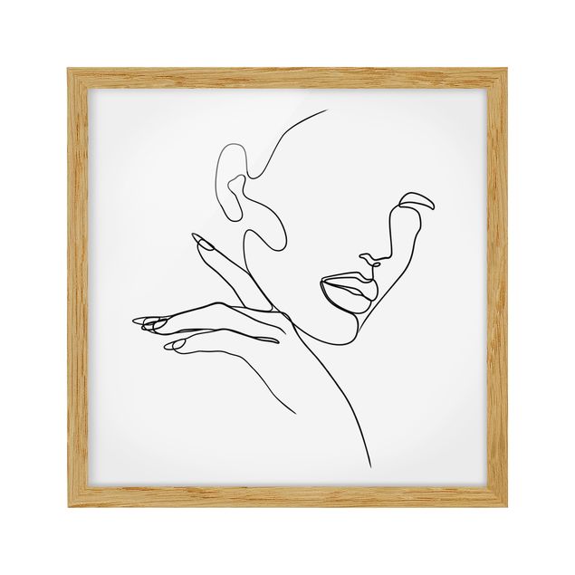 Obrazy w ramie do łazienki Line Art Kobieta portret czarno-biały