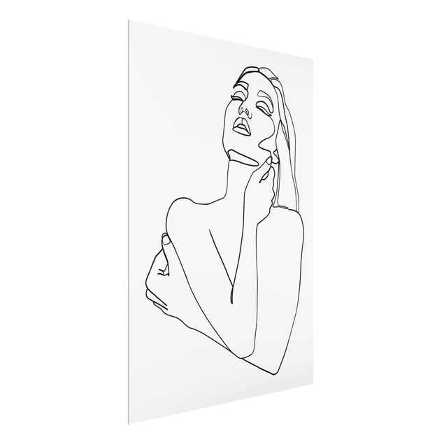 Obrazy do salonu nowoczesne Line Art Kobieta górna część ciała czarno-biały