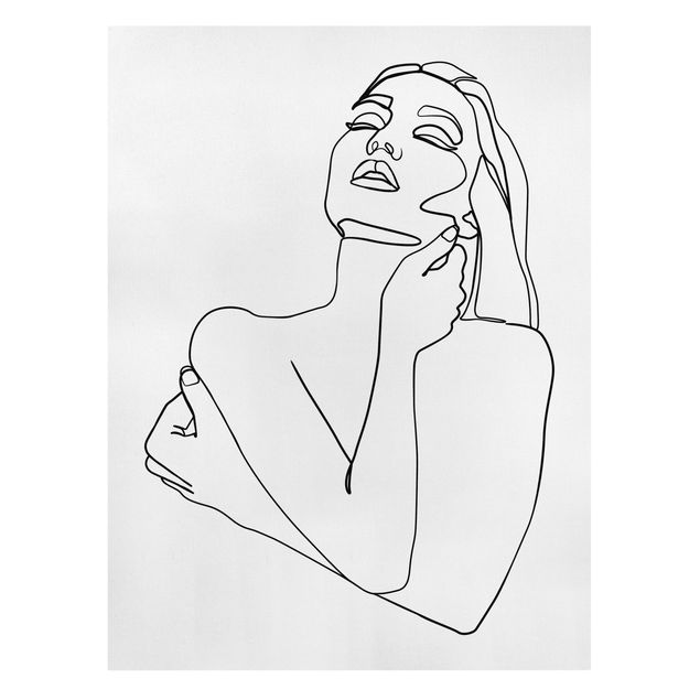 Obrazy portret Line Art Kobieta górna część ciała czarno-biały