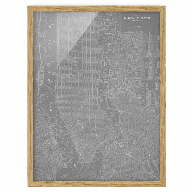 Obrazy w ramie do łazienki Mapa miasta w stylu vintage Nowy Jork Manhattan