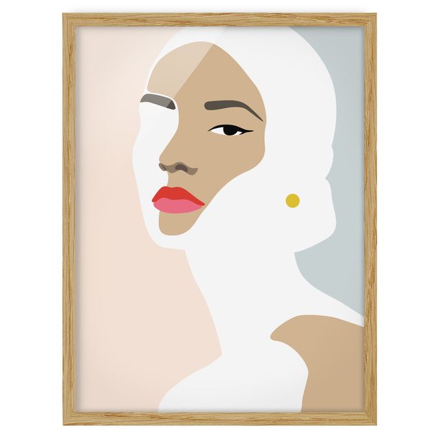 Obrazy w ramie do łazienki Line Art Portret kobiety Pastelowa szarość