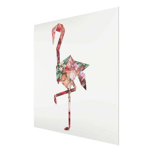 Obrazy zwierzęta Origami Flamingo