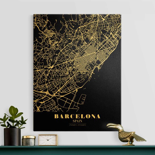 Dekoracja do kuchni Mapa miasta Barcelona - Klasyczna czerń