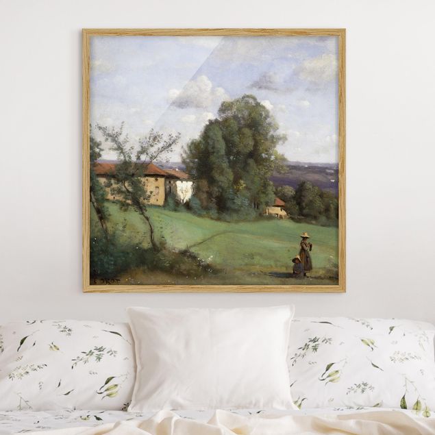 Obrazy w ramie artystyczne Jean-Baptiste Camille Corot - Gospodarstwo rolne