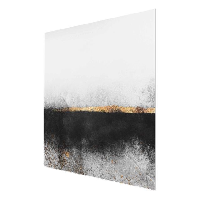 Obrazy na szkle abstrakcja Abstrakcja Złoty horyzont czarno-biały
