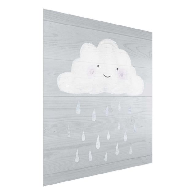 Szary obraz na ścianę Chmura z kroplami srebrnego deszczu