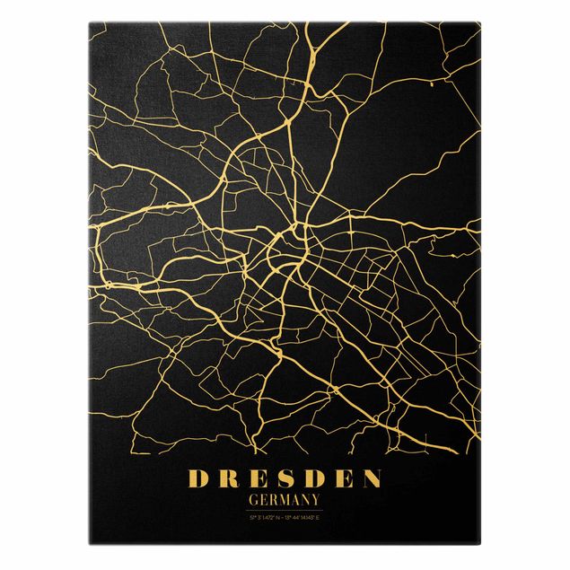 Obraz czarny Mapa miasta Drezno - Klasyczna czerń