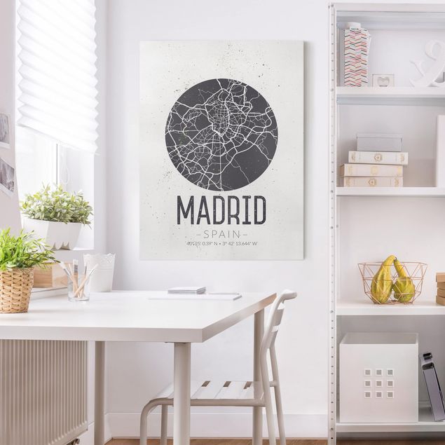 Obrazy do salonu nowoczesne Mapa miasta Madryt - Retro