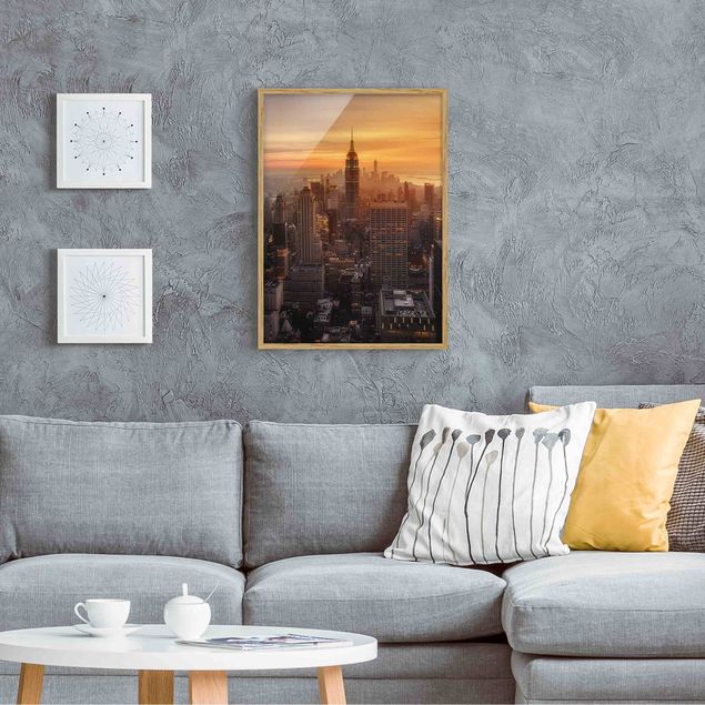 Obrazy w ramie do korytarzu Manhattan Skyline Wieczorny nastrój