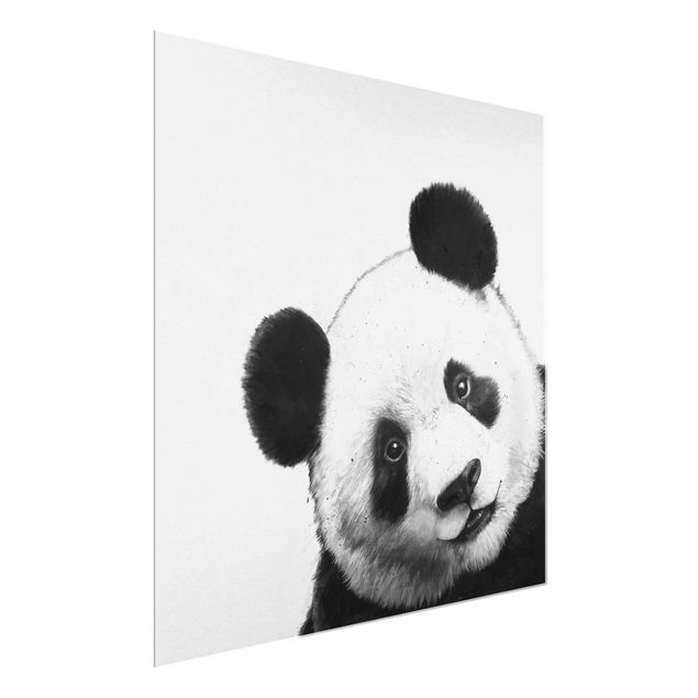 Obrazy na szkle artyści Ilustracja Panda Czarno Biała Malarstwo