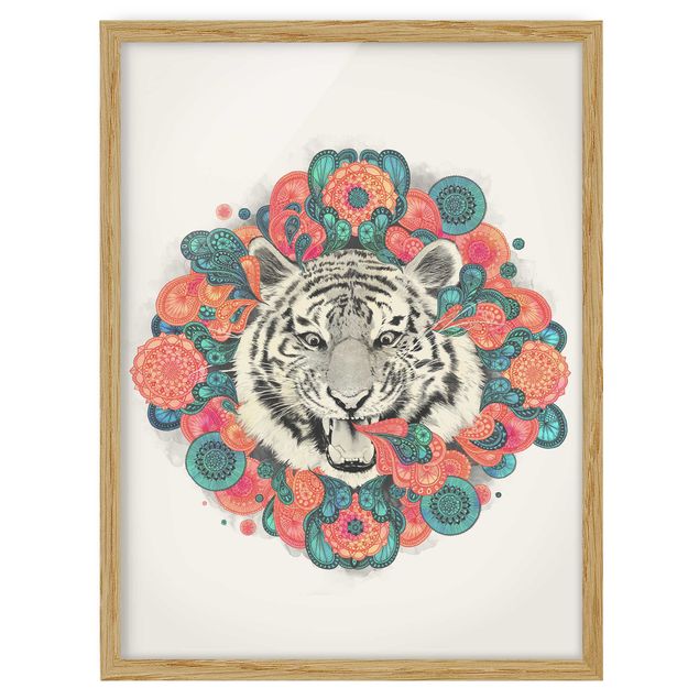 Obrazy w ramie do kuchni Ilustracja tygrysa Rysunek mandala paisley