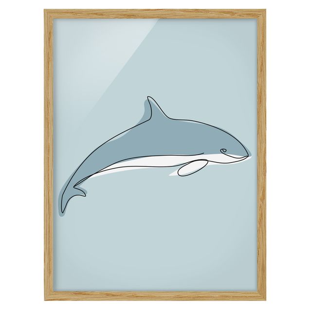 Obrazy w ramie zwierzęta Dolphin Line Art