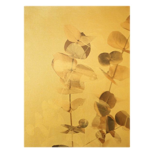 Obrazy na ścianę Złote gałązki eukaliptusa z białym II
