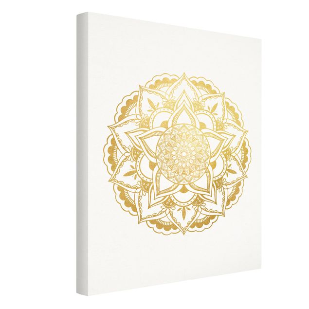 Nowoczesne obrazy Mandala Ilustracja Ornament z białego złota