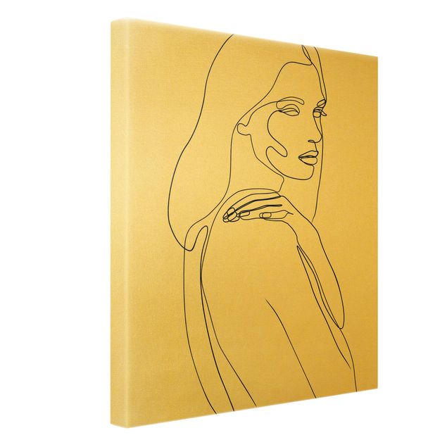 Obraz abstrakcja na płótnie Line Art Woman Shoulder czarno-biały