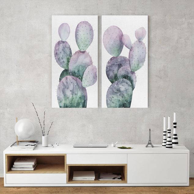 Nowoczesne obrazy Kaktus w purpurze Zestaw I