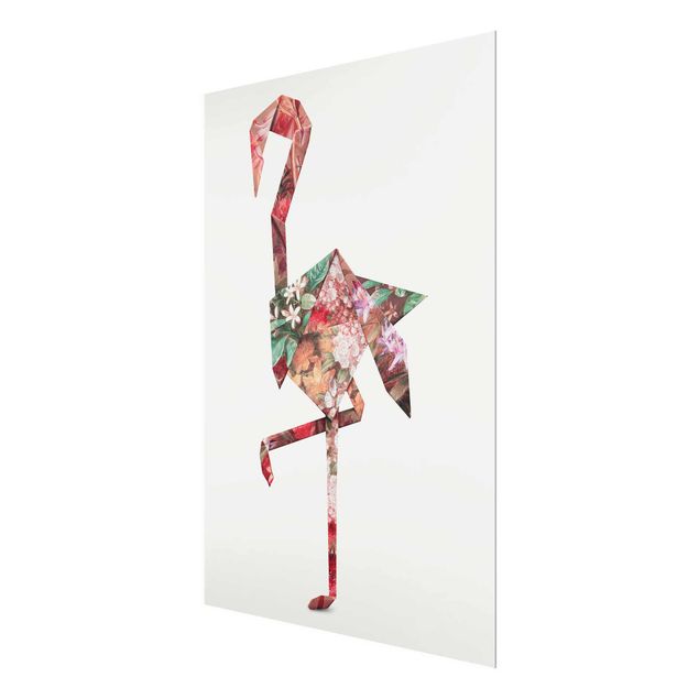 Obrazy zwierzęta Origami Flamingo