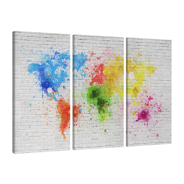 Kolorowe obrazy Mapa świata z białą cegłą
